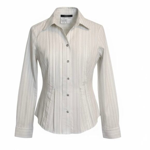 Weekend Max Mara Tops - Weekend MaxMara white with tan/black stripes button down blouse - large